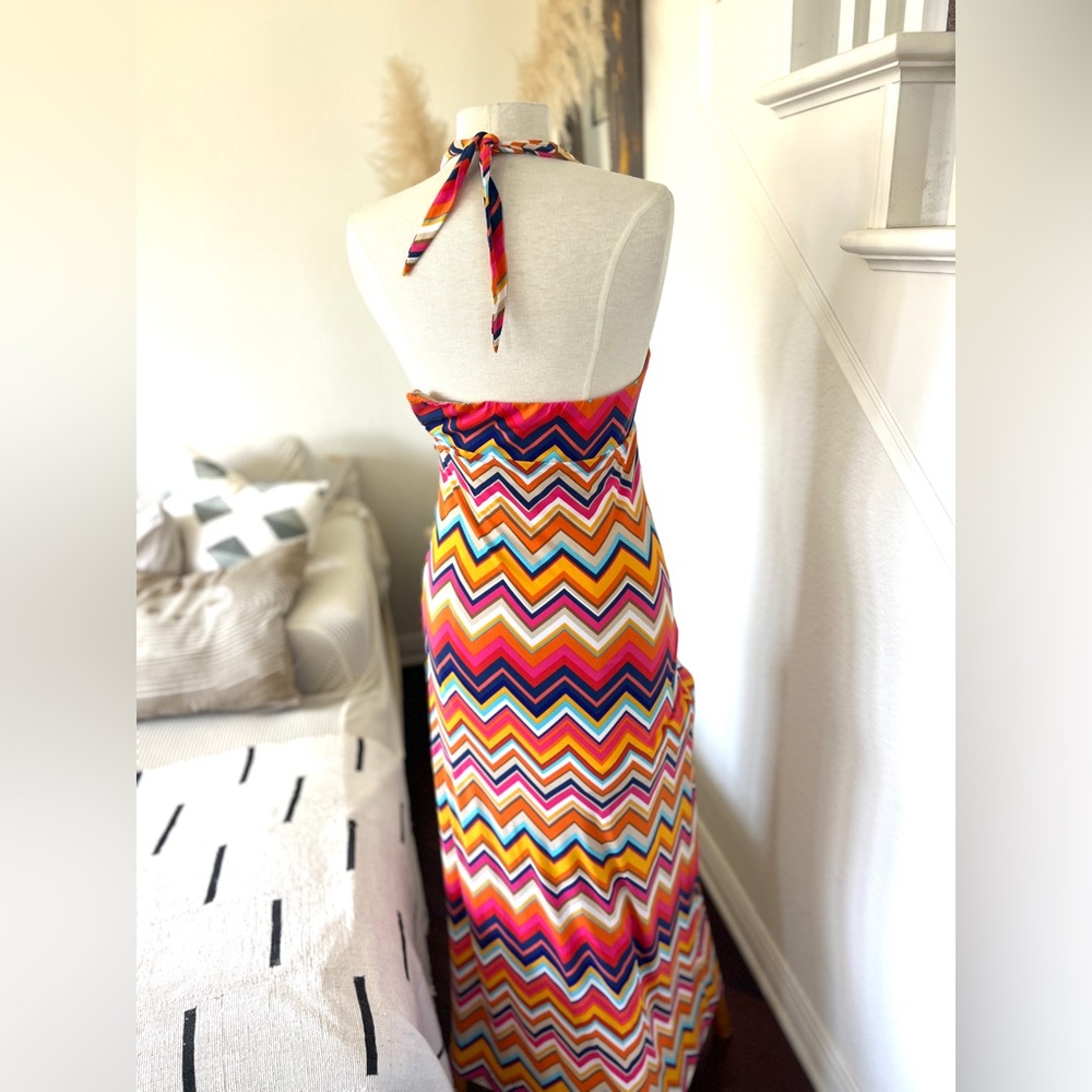 Trina Turk Multicolor Chevron Pattern Halter Maxi… - image 2